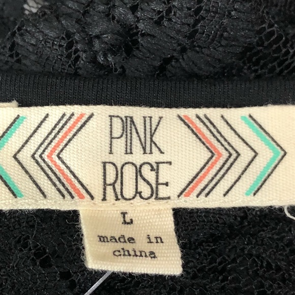 Pink Rose Back Lace Detail 3/4 Sleeve Tee L - Picture 3 of 8